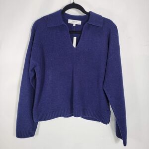 Madewell Cashmere Wool Blend Polo Sweater Size M Blue
